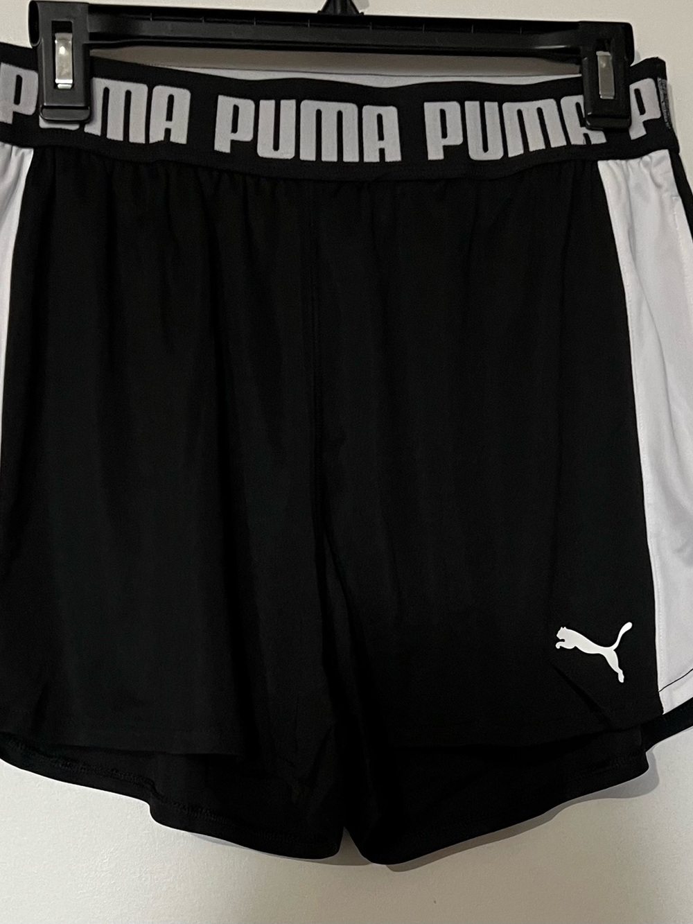 Puma Black Athletic Shorts with White Side Panels